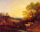 Cattle Canvas Paintings - Landscape with Cattle